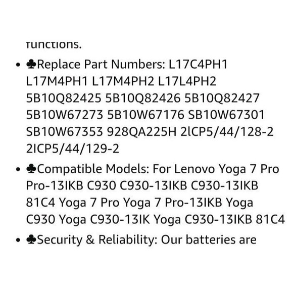 New Laptop Battery 5B10QI2427 Compatible with Lenovo Yoga L17L4PH1 etc - Picture 9 of 10